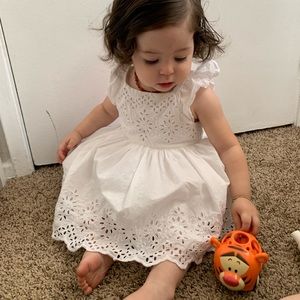 Beautiful detailed white baby gap dress